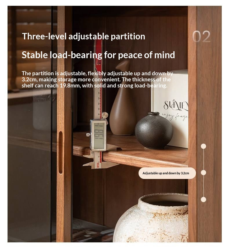 Oak Solid Wood Side Cabinet with Skeleton Line