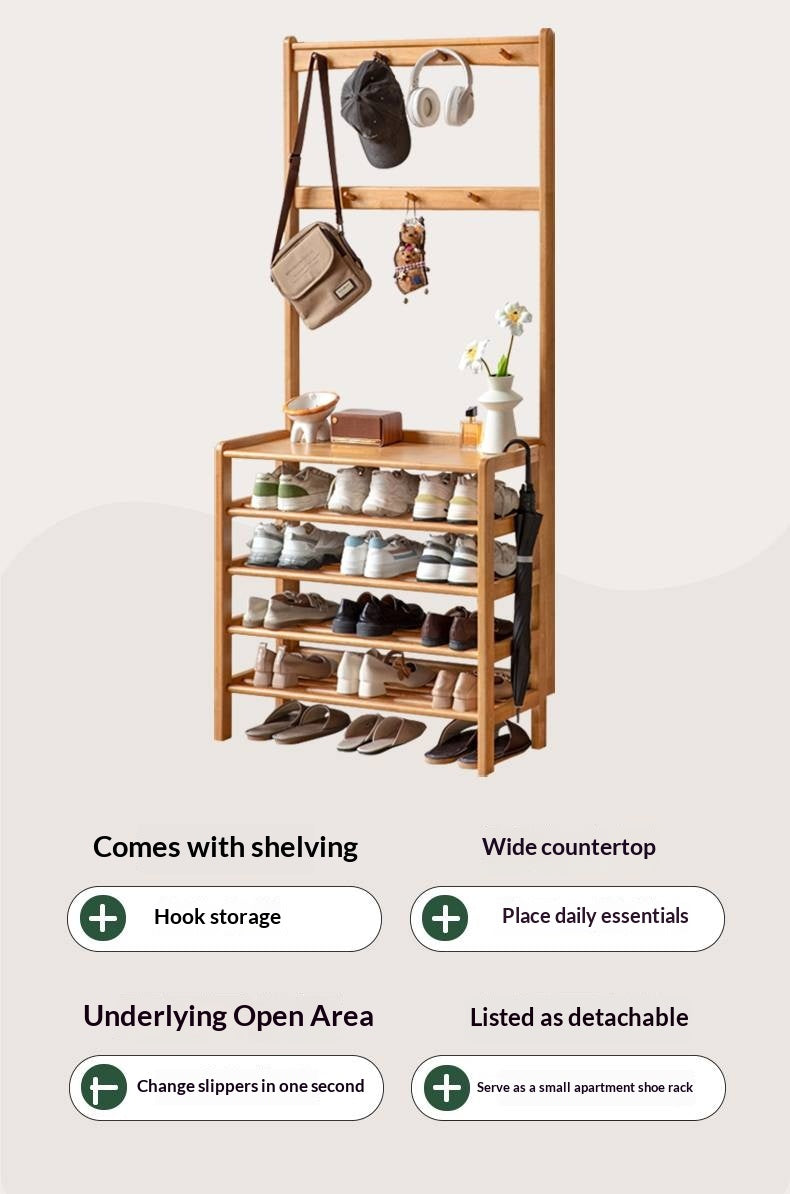 Solid RubberWood Multi-Tiered Shoe Rack For Shoes, Clothes And Hats