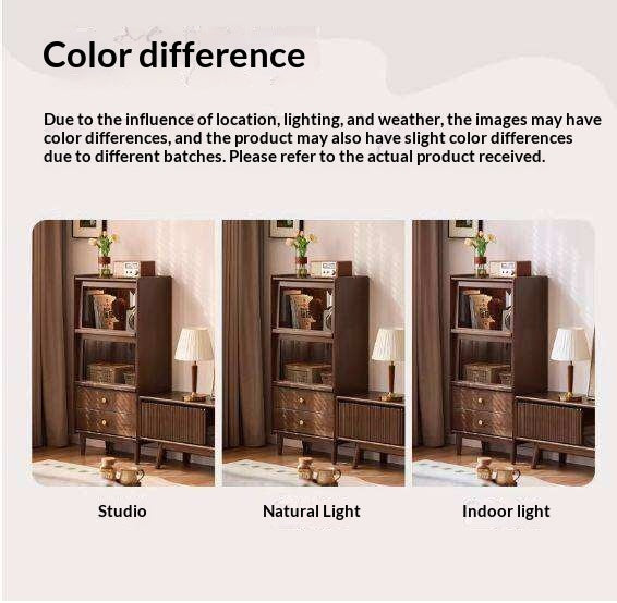 Sandalwood Solid Wood Side Cabinet with Storage and Light