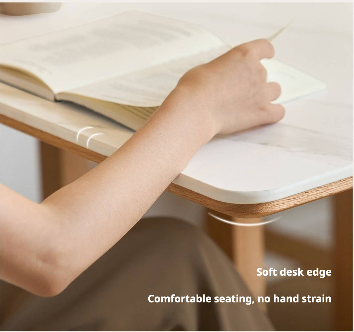 Oak Solid Wood Foldable Dining Table With Rock Slab Surface
