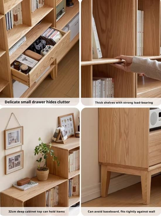 Oak Solid Wood Nordic Style Bookcase