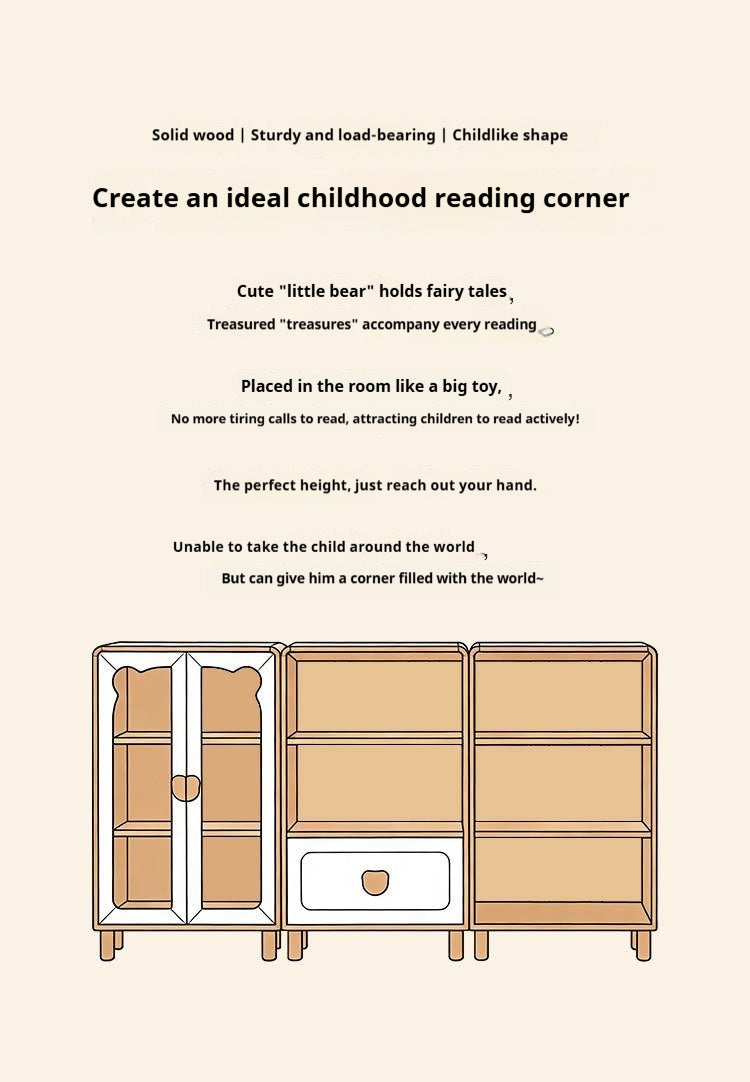 Beech Solid Wood Children's Bookshelf