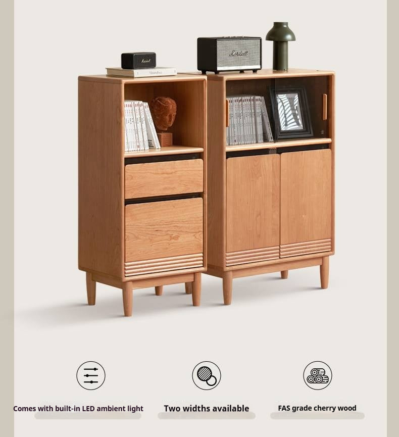 Cherry Solid Wood Wall-Mounted Side Cabinet Modern Minimalist Style