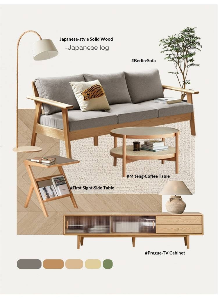 Oak, Beech Solid Wood, Solid RubberWood TV Stand