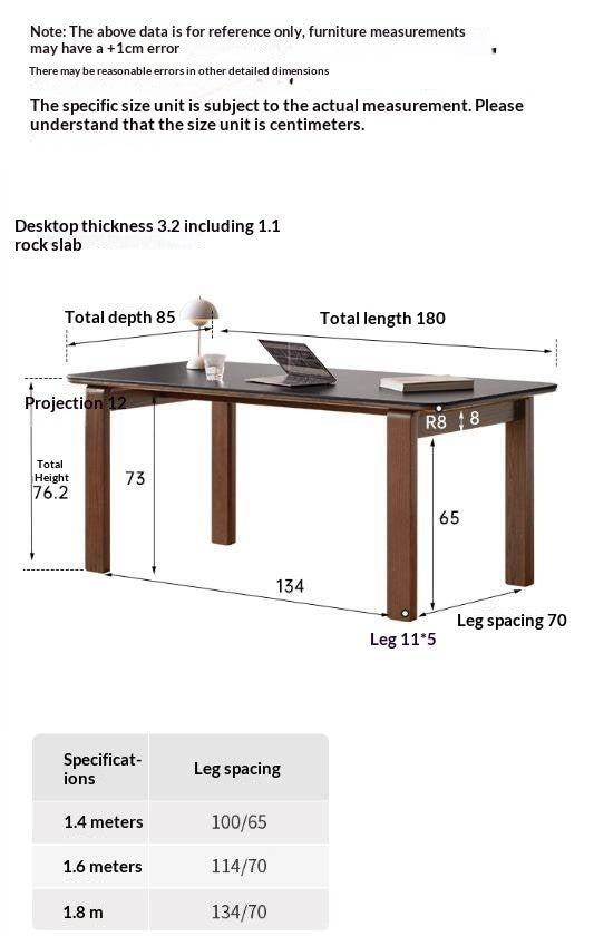 Oak Solid Wood Restaurant Light Luxury Style Rock Slab Long Table