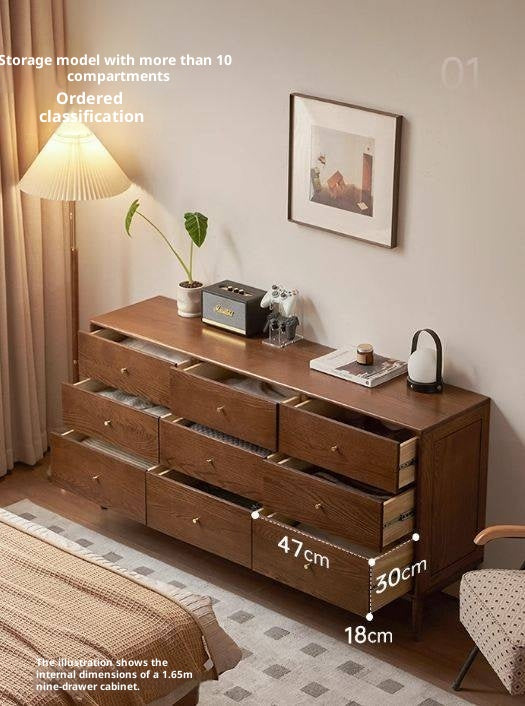 Oak, Solid Rubberwood Modern Minimalist Chest of Drawers