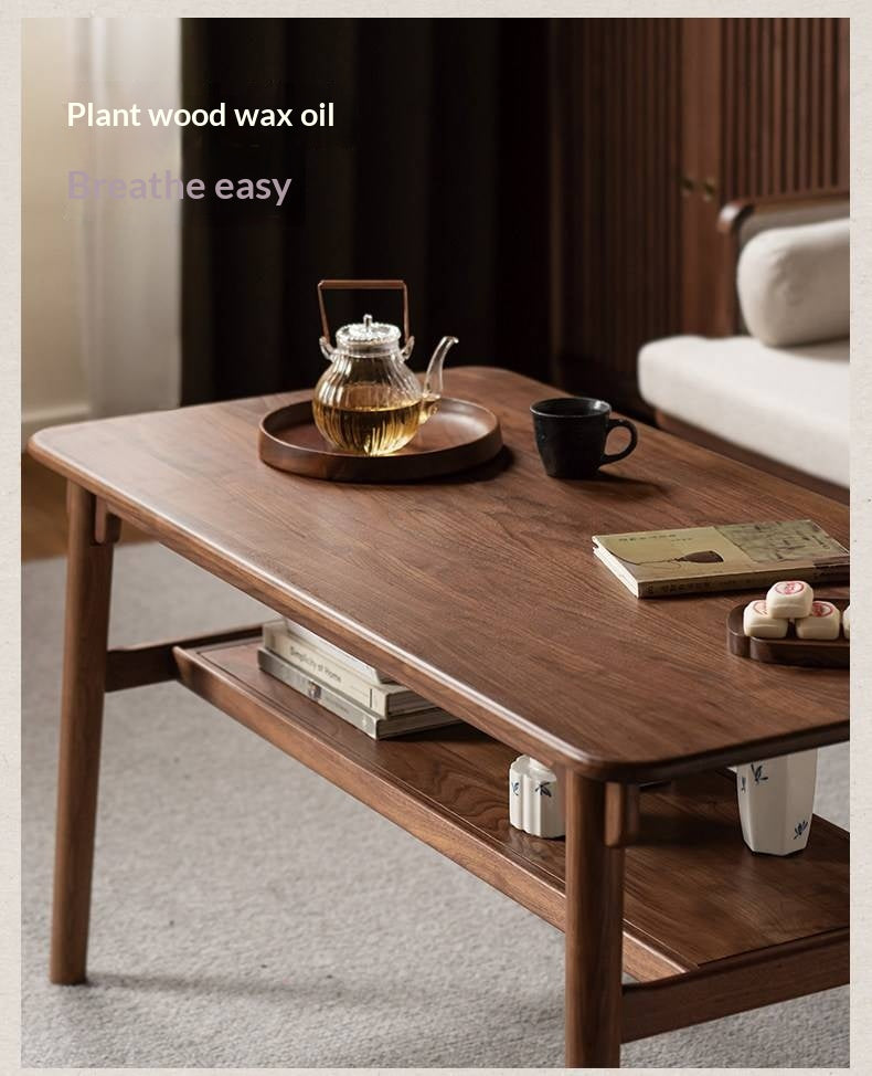 Ash, Black Walnut Solid Wood Double-Layer Coffee Table