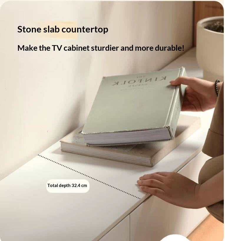 Solid RubberWood Floor Rock Plate TV Cabinet.