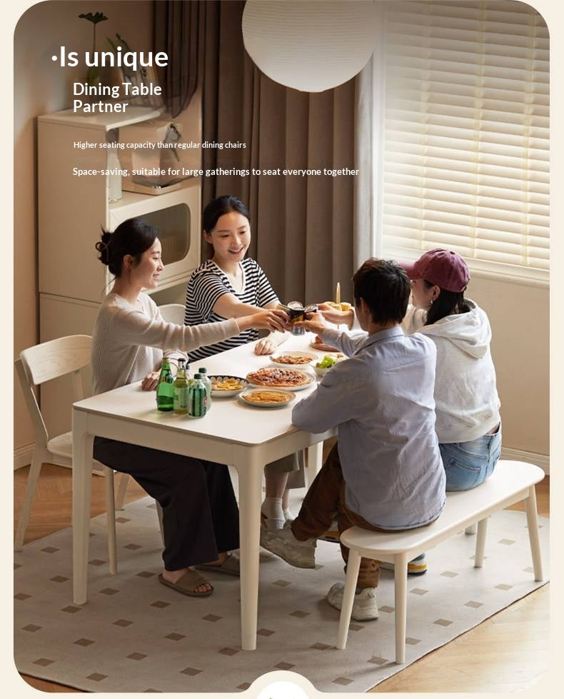 Solid Rubberwood French Cream Style  Long Bench