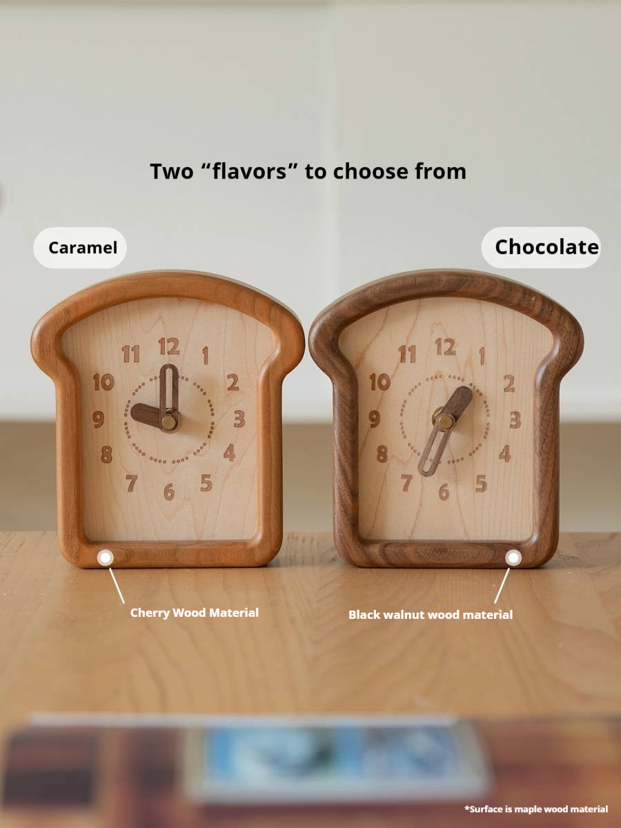 Cherry, Black Walnut Solid Wood Toast Clock Creative