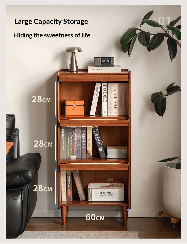 Poplar Solid Wood Vintage Style Flip Door Bookcase