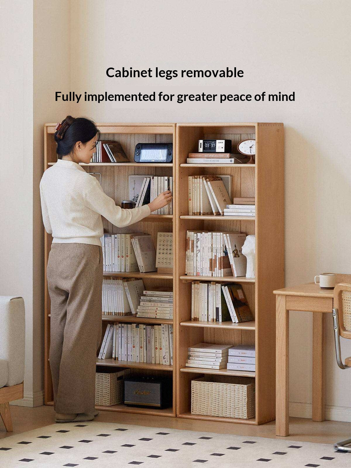 Beech Solid Wood Bookshelves Storage Shelf