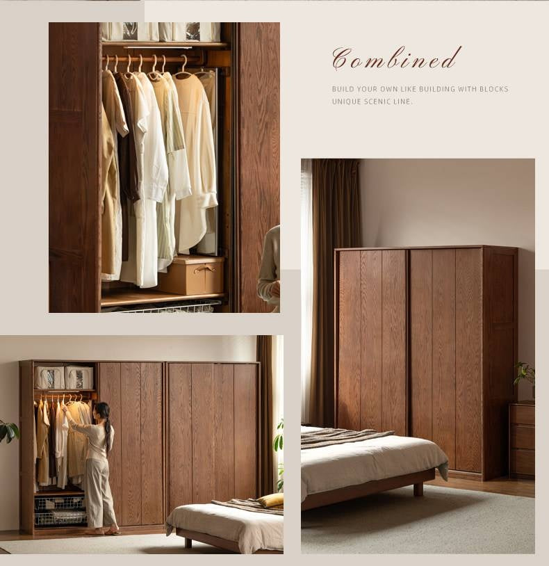 Oak Solid Wood, Solid RubberWood  Modern Style Wardrobe
