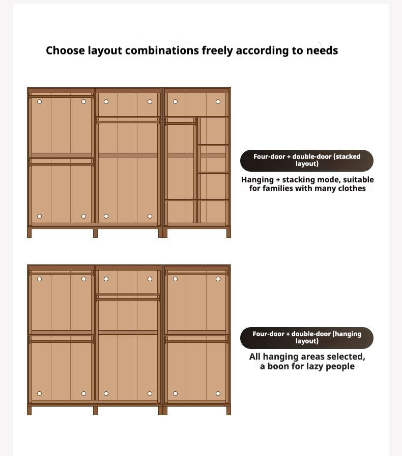 Oak Solid Wood Walnut Color Wardrobe.