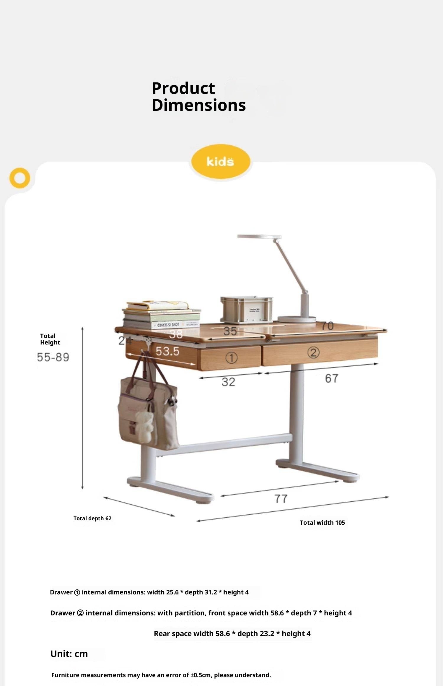 Beech Solid Wood Modern Hand Cranked Children s Writing Desk