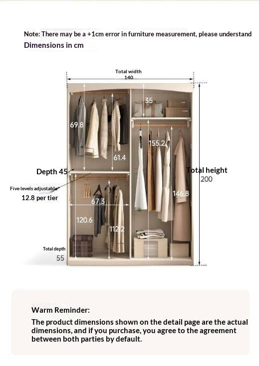 Solid RubberWood Wardrobe with curtains Design