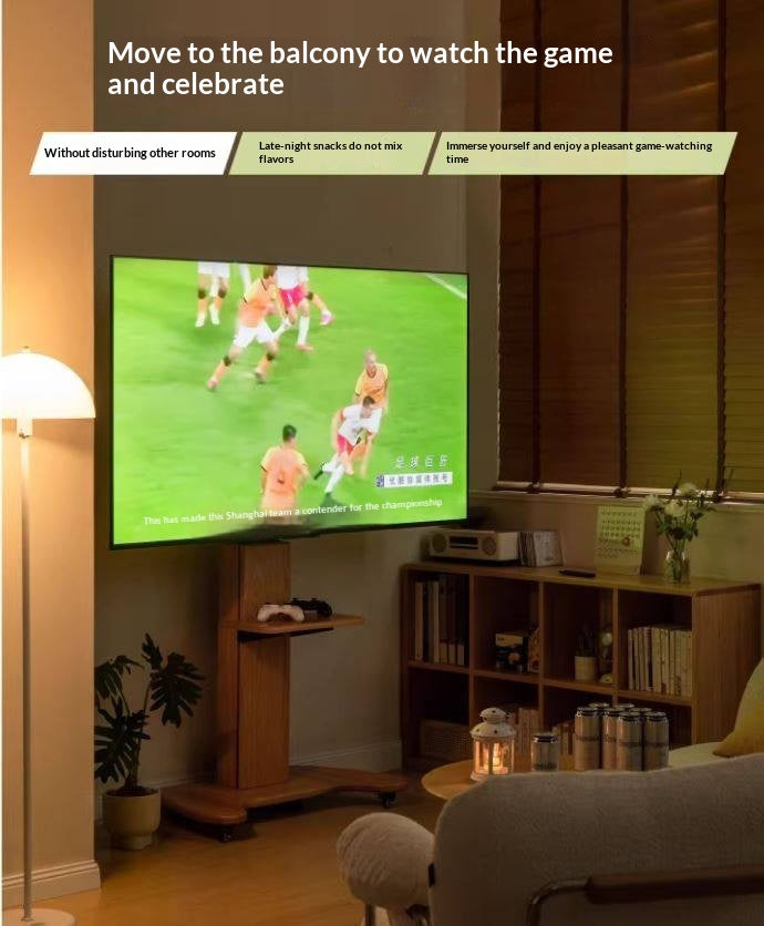 Oak Solid Wood TV Stand, Mobile Floor to Floor TV Cabinet.