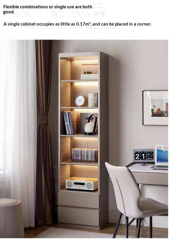 Solid RubberWood Combination Bookcase, Glass Door Cabinet