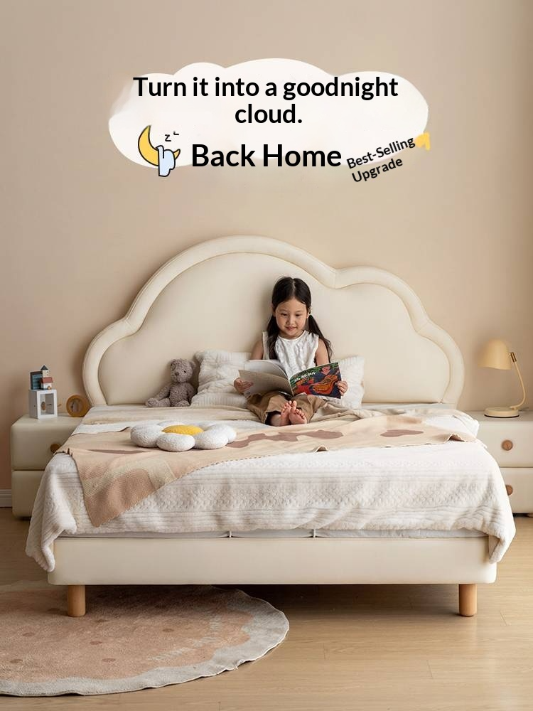 Сream style Organic Leather kid's Cloud Bed<