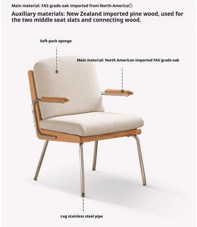 Oak Solid Wood Modern Minimalist Soft Office Chair