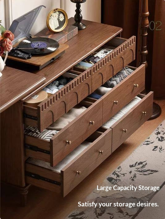 Black Walnut Solid Wood Vanity Table with Extendable Top