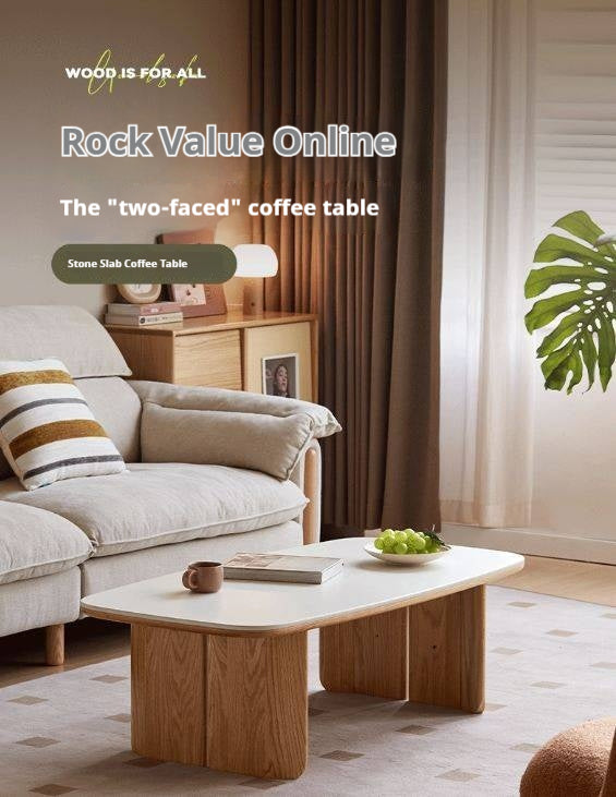 Oak Solid Wood Modern Slab Coffee Table
