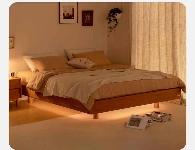 Cherry Solid Wood Bed Modern Style