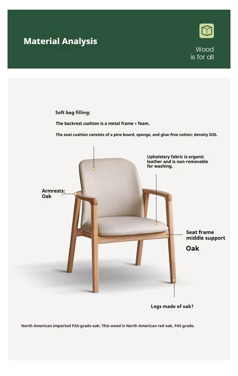 Ash, Oak Solid Wood Exposed Frame Upholstered Armchair