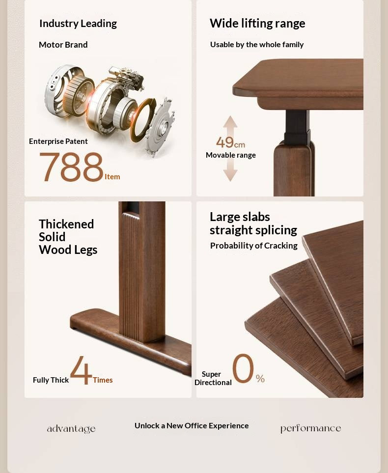 Solid Longan Hardwood Electric Lift Standing Desk with Adjustable Height