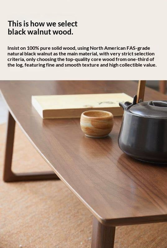 Black Walnut, Ash Solid Wood Low Small Coffee Table