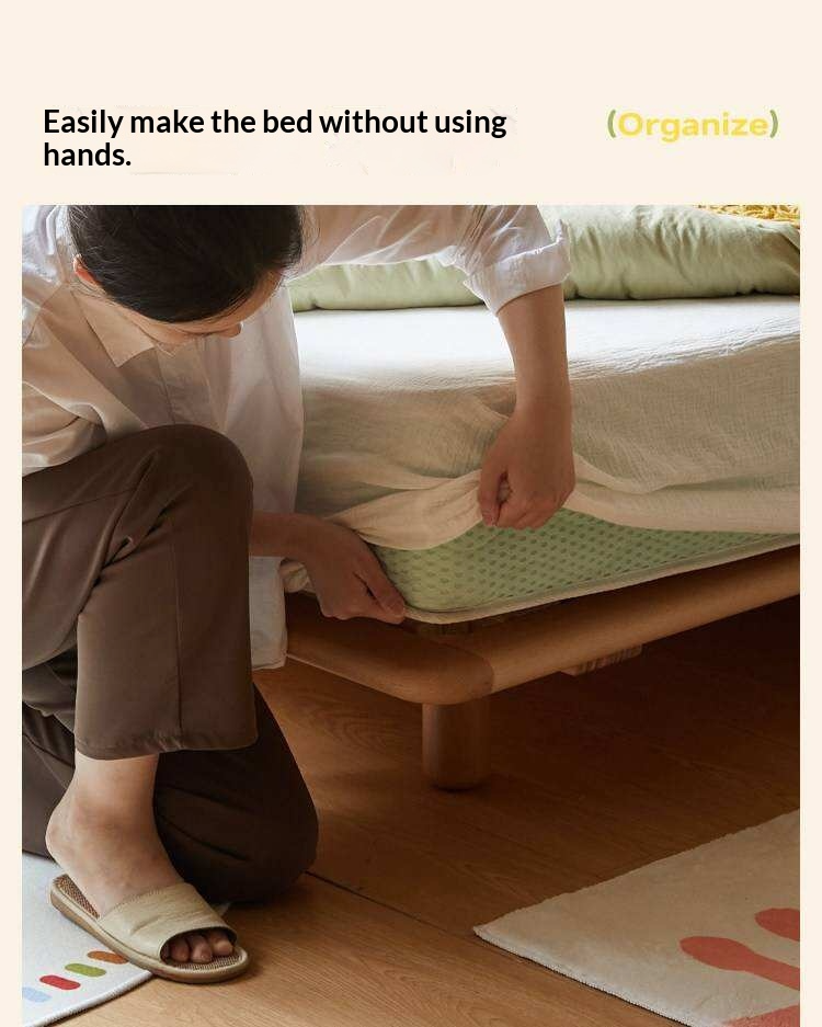 Beech Solid Wood Kids Floating Bed with Night Light and Optional Guardrails