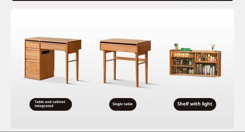 Cherry Solid Wood Retro Skeleton Line Makeup Table