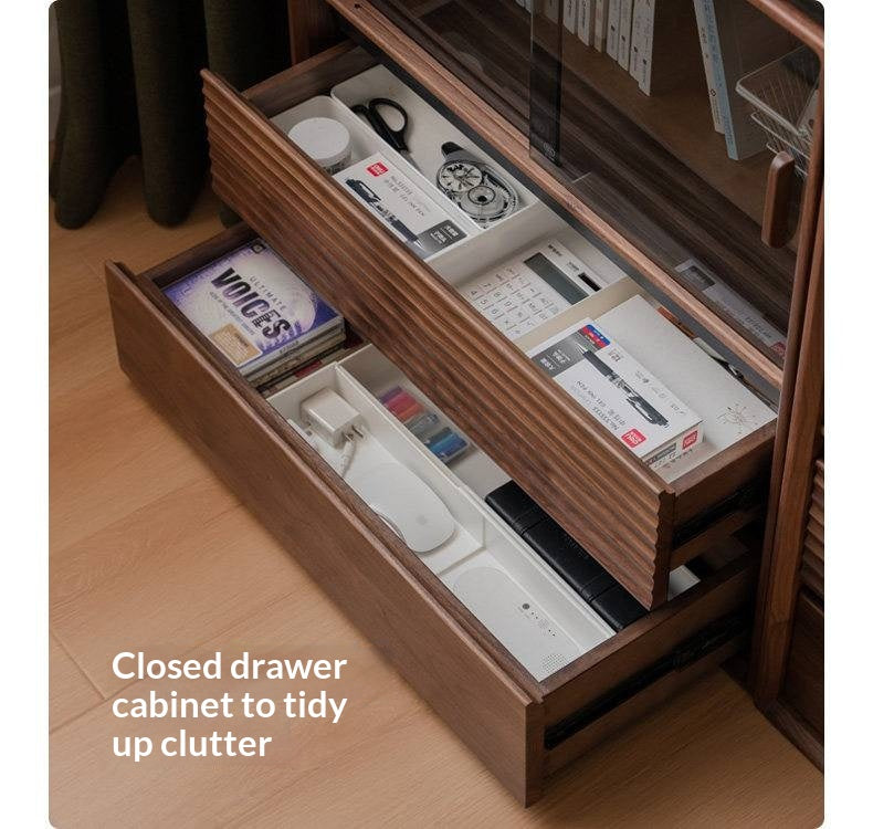 Sandalwood, Oak, Black Walnut, Ash Solid Wood Light Luxury Style Module Bookcase