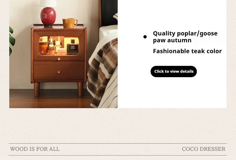 Solid Rubberwood Modern Cream Style Nightstand