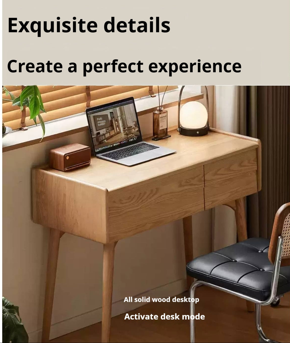 Ash Solid Wood Modern Vanity Table.