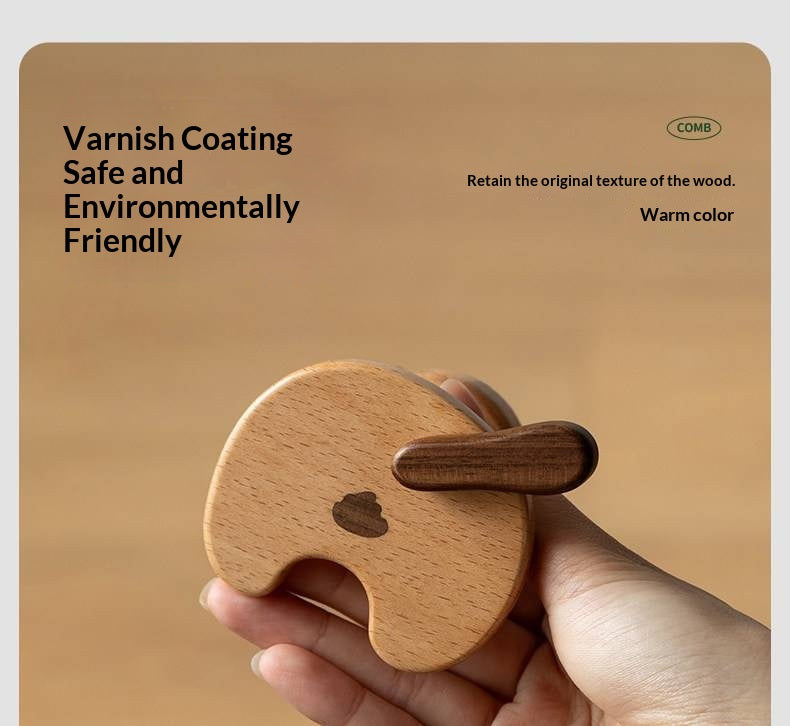 Beech, Black Walnut Solid Wood Puppy-Shaped Wall Hook with Cute Cartoon Design