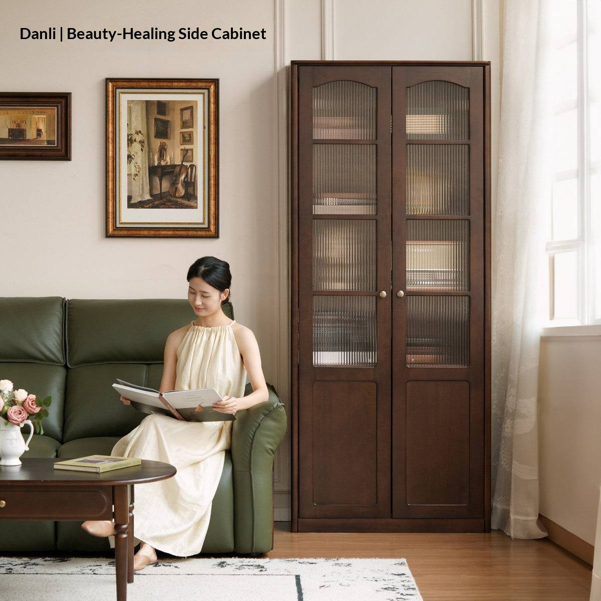 Poplar Solid Wood French Retro Style Floor Standing Display Bookcase