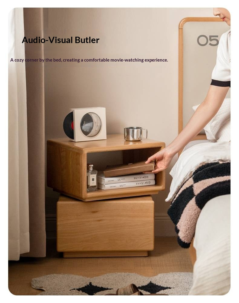 Beech Solid Wood Floor Rotating Side Table