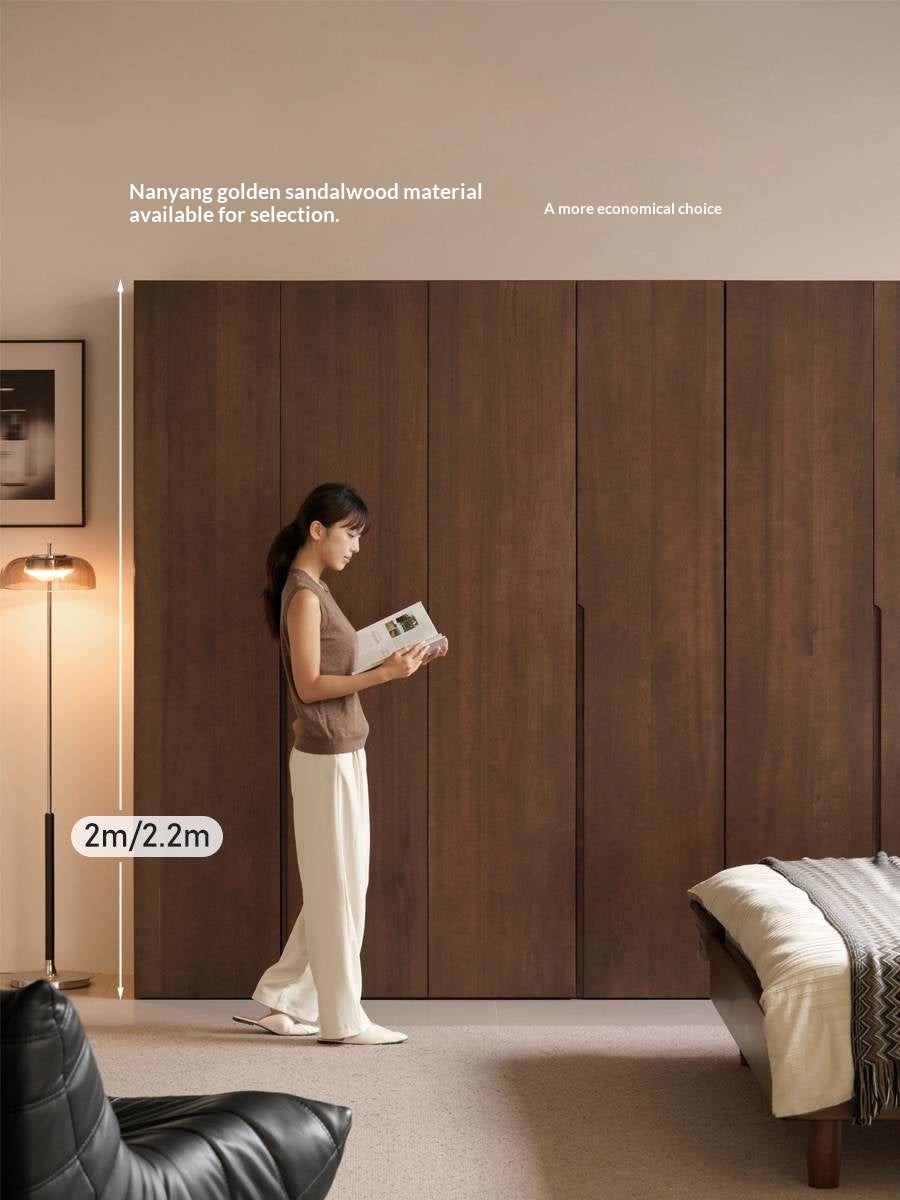 Black Walnut, Sandalwood Solid Wood Modern Style Wardrobe