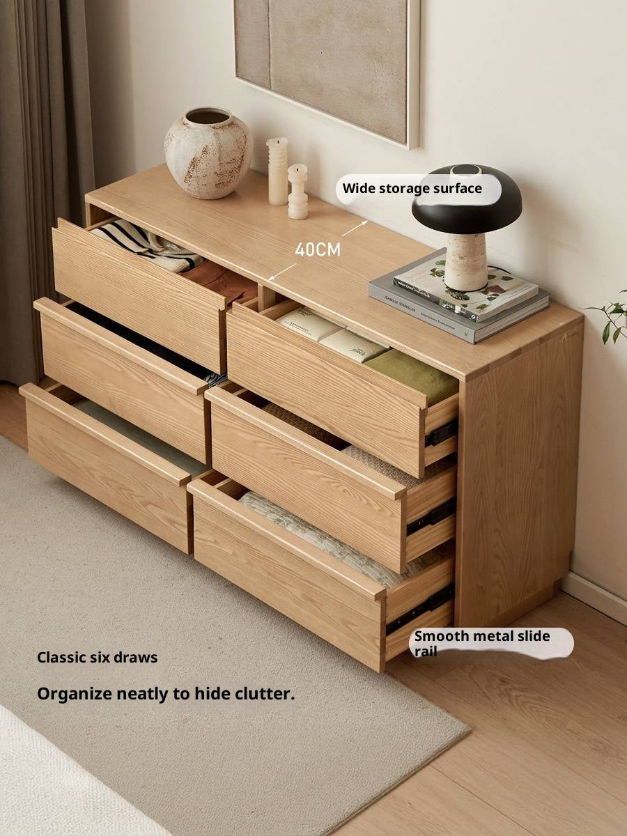 Ash, Oak Solid Wood Wabi-sabi Style Chest Of Drawers