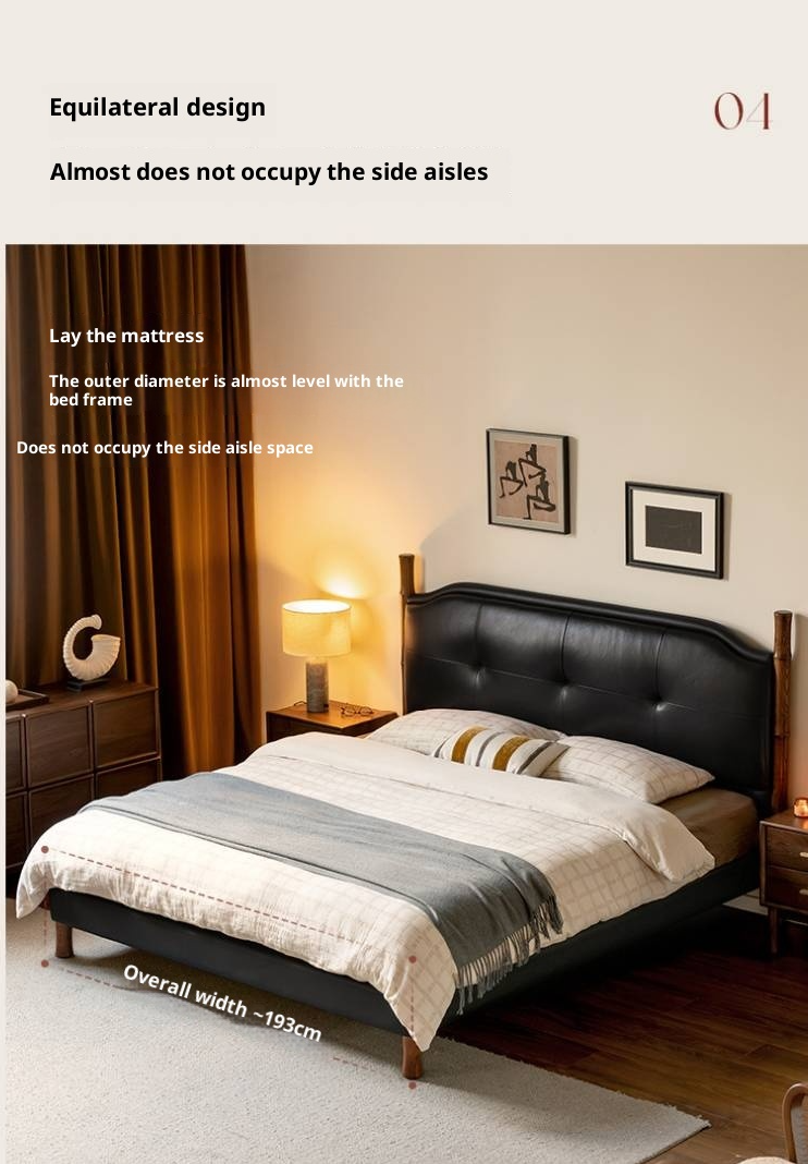 Genuine Leather Soft Headboard Bed