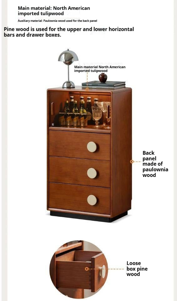 Tulipwood, Cherry Solid Wood Middle Ages Side Cabinet