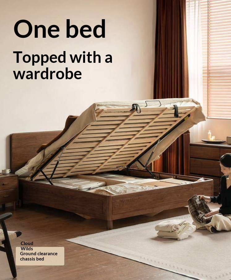 Black Walnut Solid Wood Italian Luxury Storage Bed