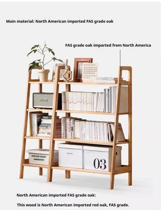 Oak Solid Wood Multi Layer Shelf, Bookshelves, Flower Racks