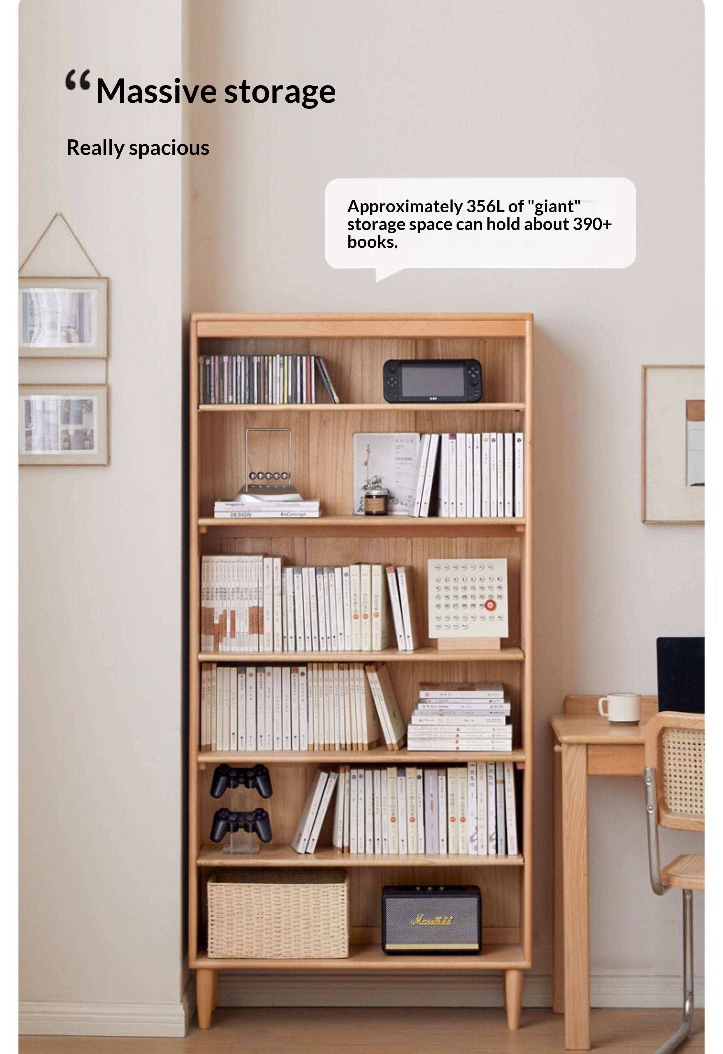 Beech Solid Wood Bookshelf Combination, Open Storage Cabinet