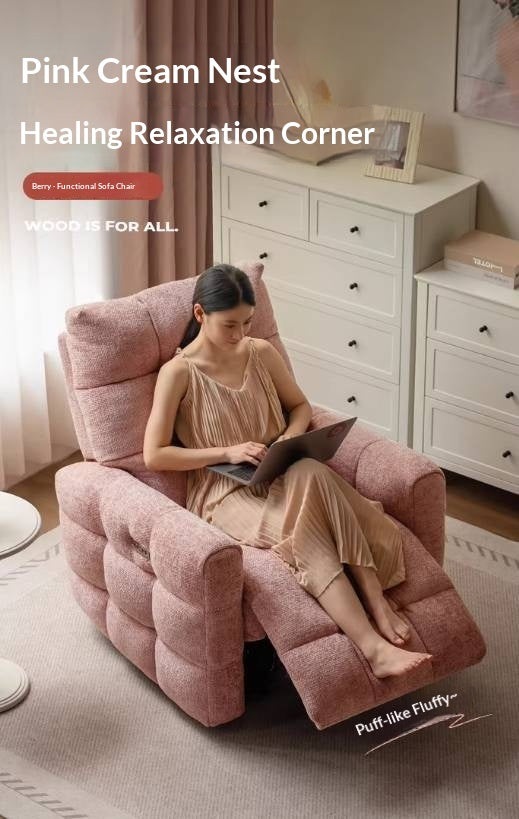 French Modern Recliner Accent Chair in Fabric