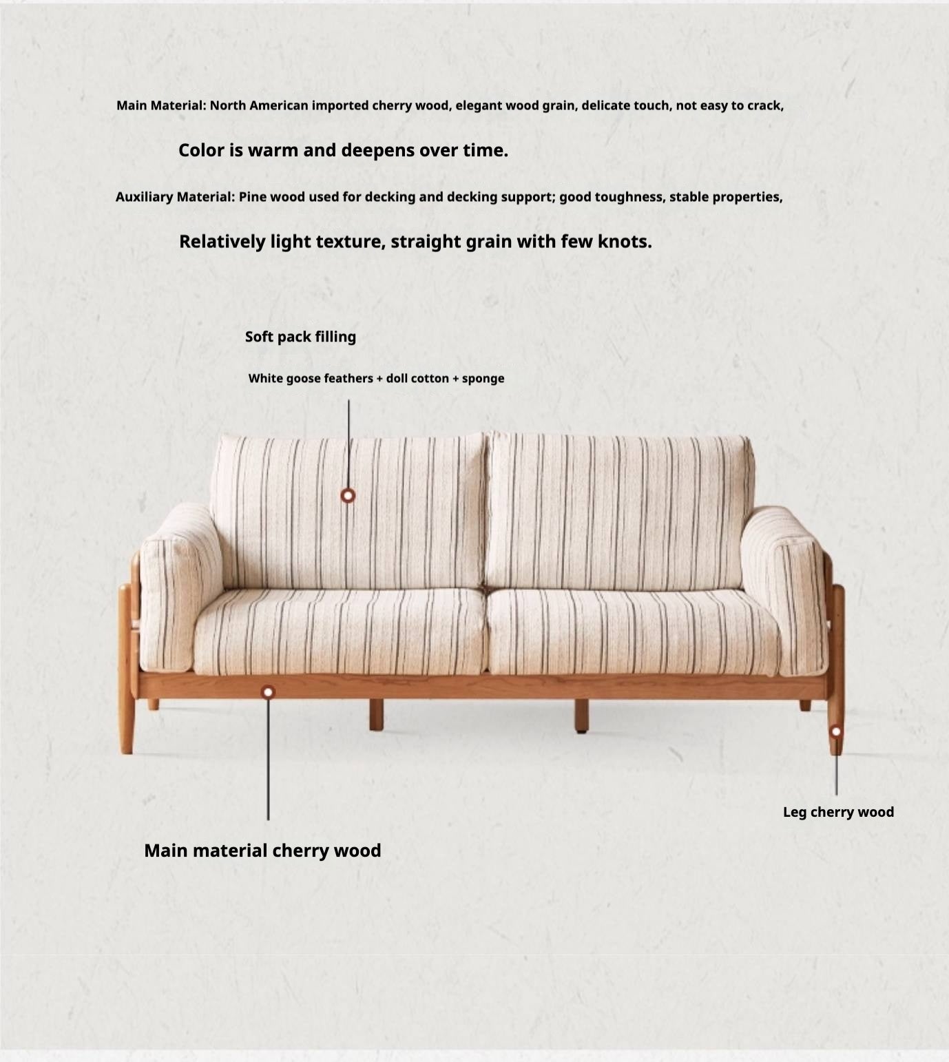 Cherry Solid Wood Sofa Living Room Antique
