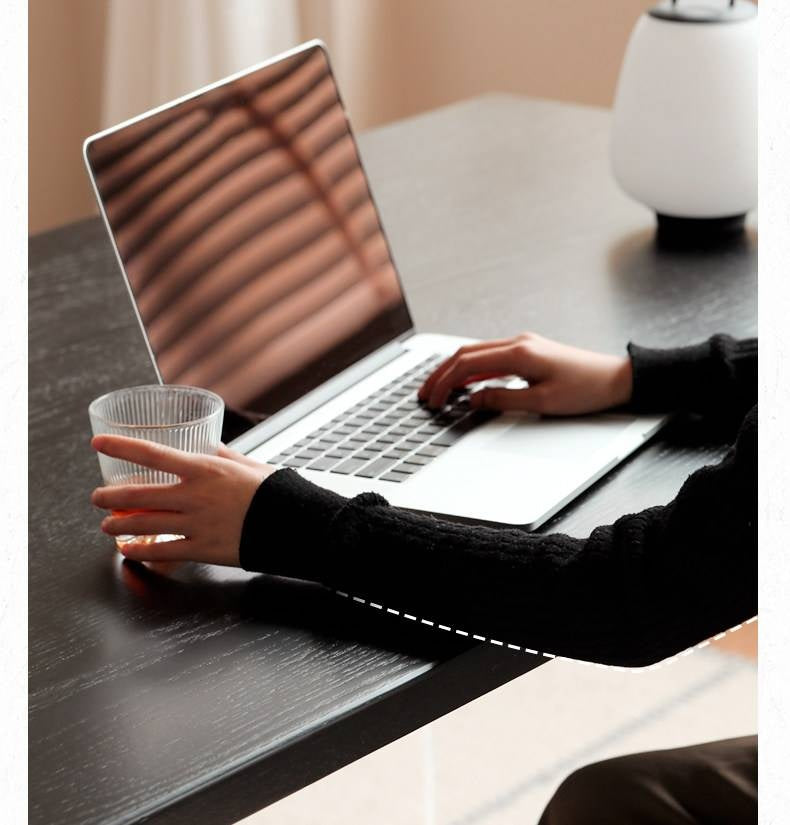 Ash Solid Wood Suspended wabi-sabi style black Dining Table