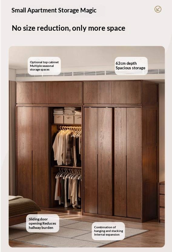 Oak Solid Wood Modern Style Wardrobe