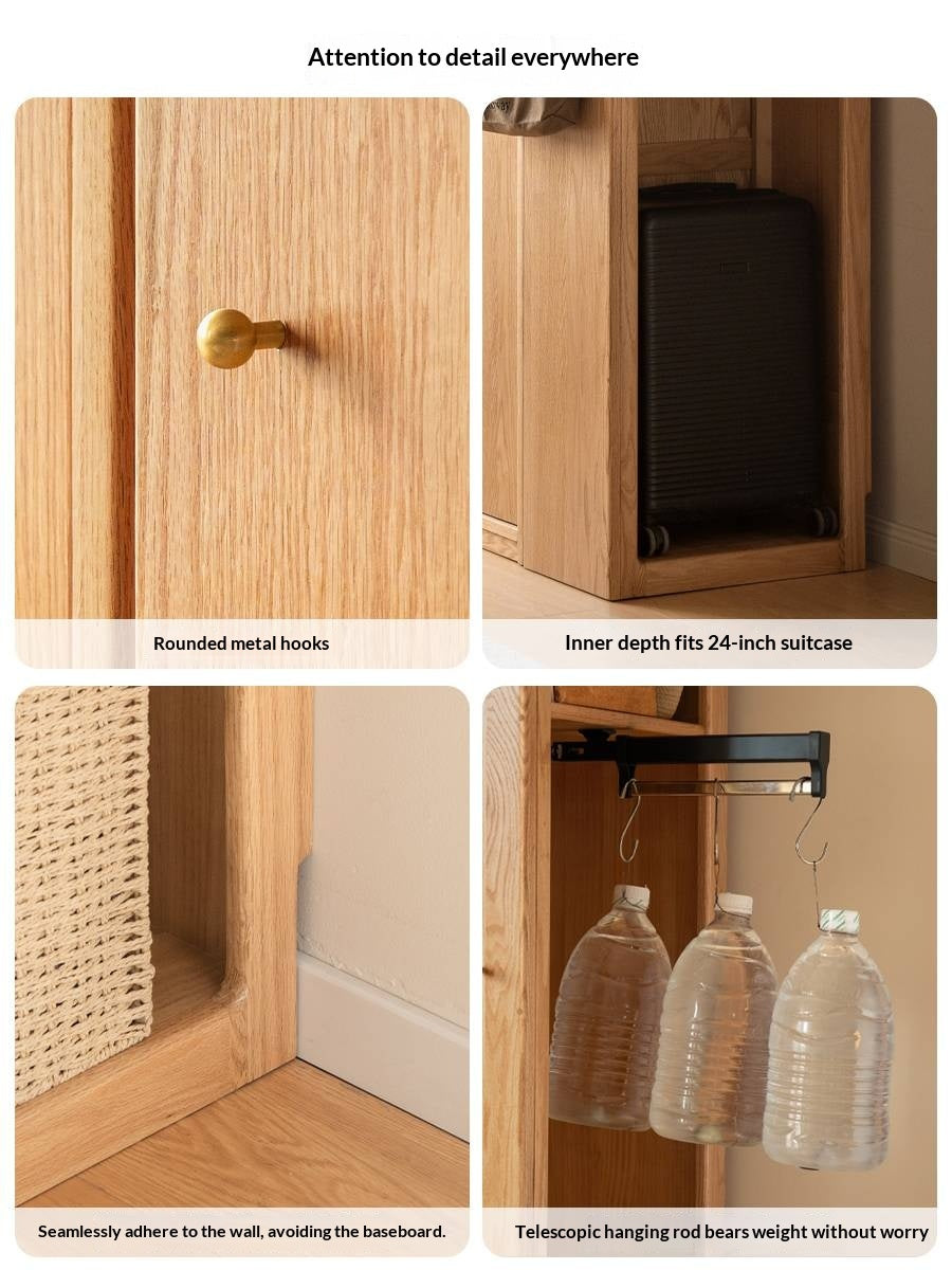 Oak Solid Wood Modern Corner Wardrobe